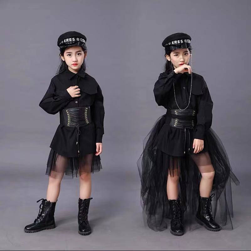 Summer Clothing For Girls - Детский черный костюм для девочек, модель