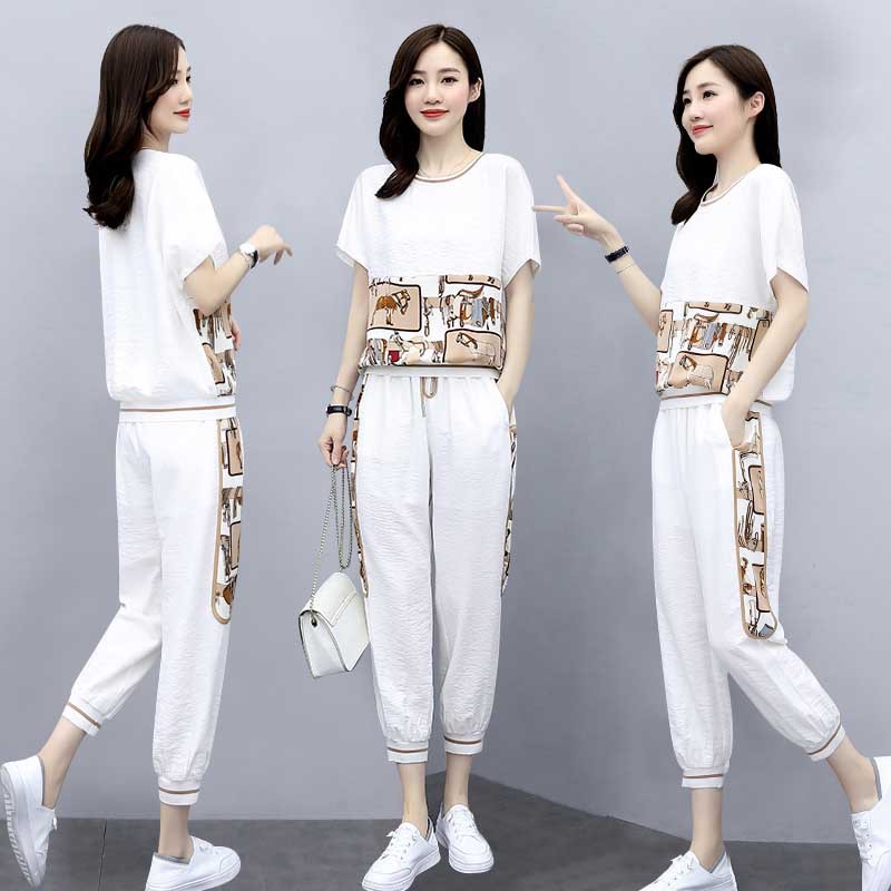 Summer Clothing Looks - Модный спортивный повседневный женский комплект-двойка: стройнящий,