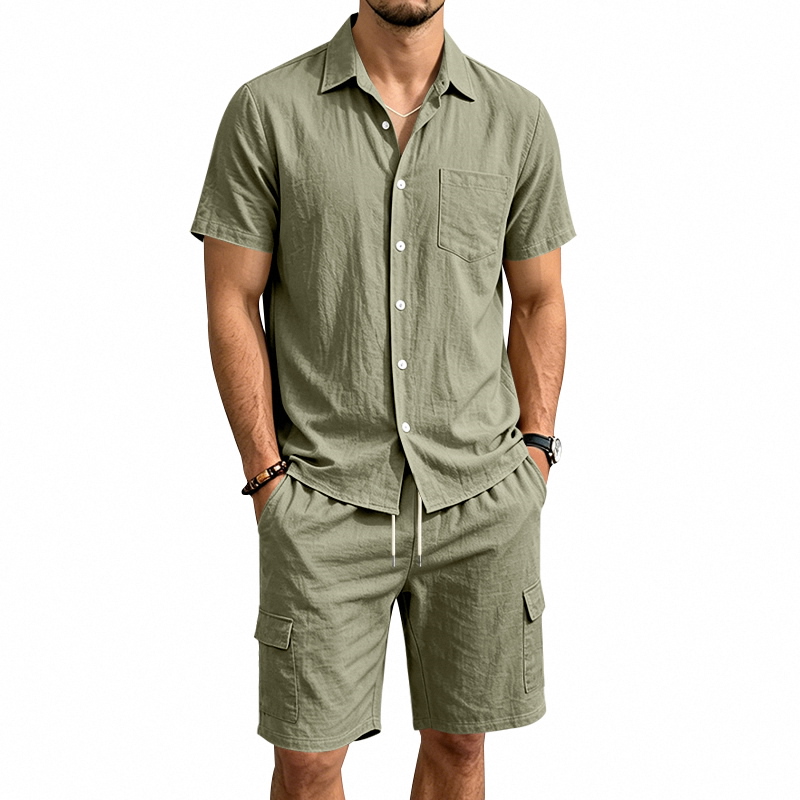 Summer Clothing Linen - Мужской летний американский льняной комплект из
