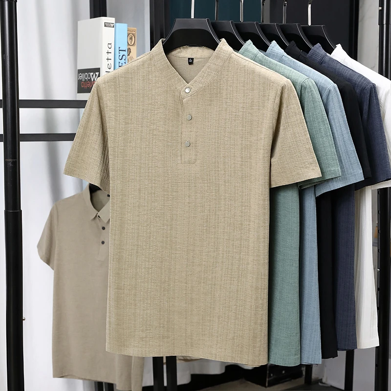 Мужские льняные рубашки с воро – обзор и цена Summer Clothing Linen
