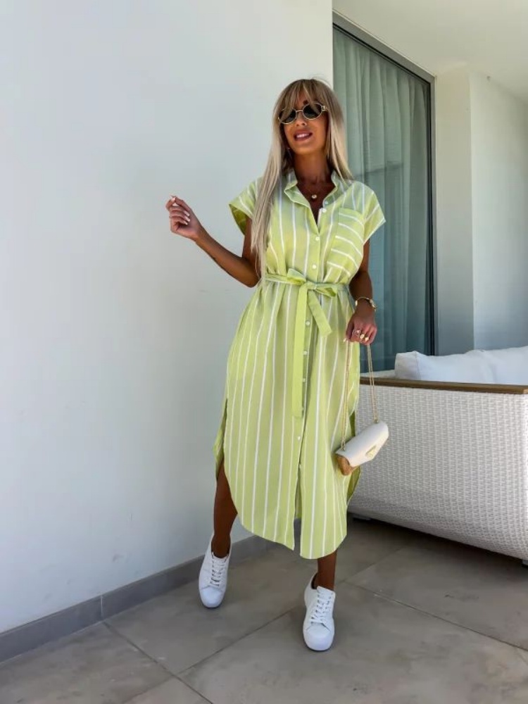 Полосатое платье-рубашка с кор – обзор и цена Summer Clothing Looks